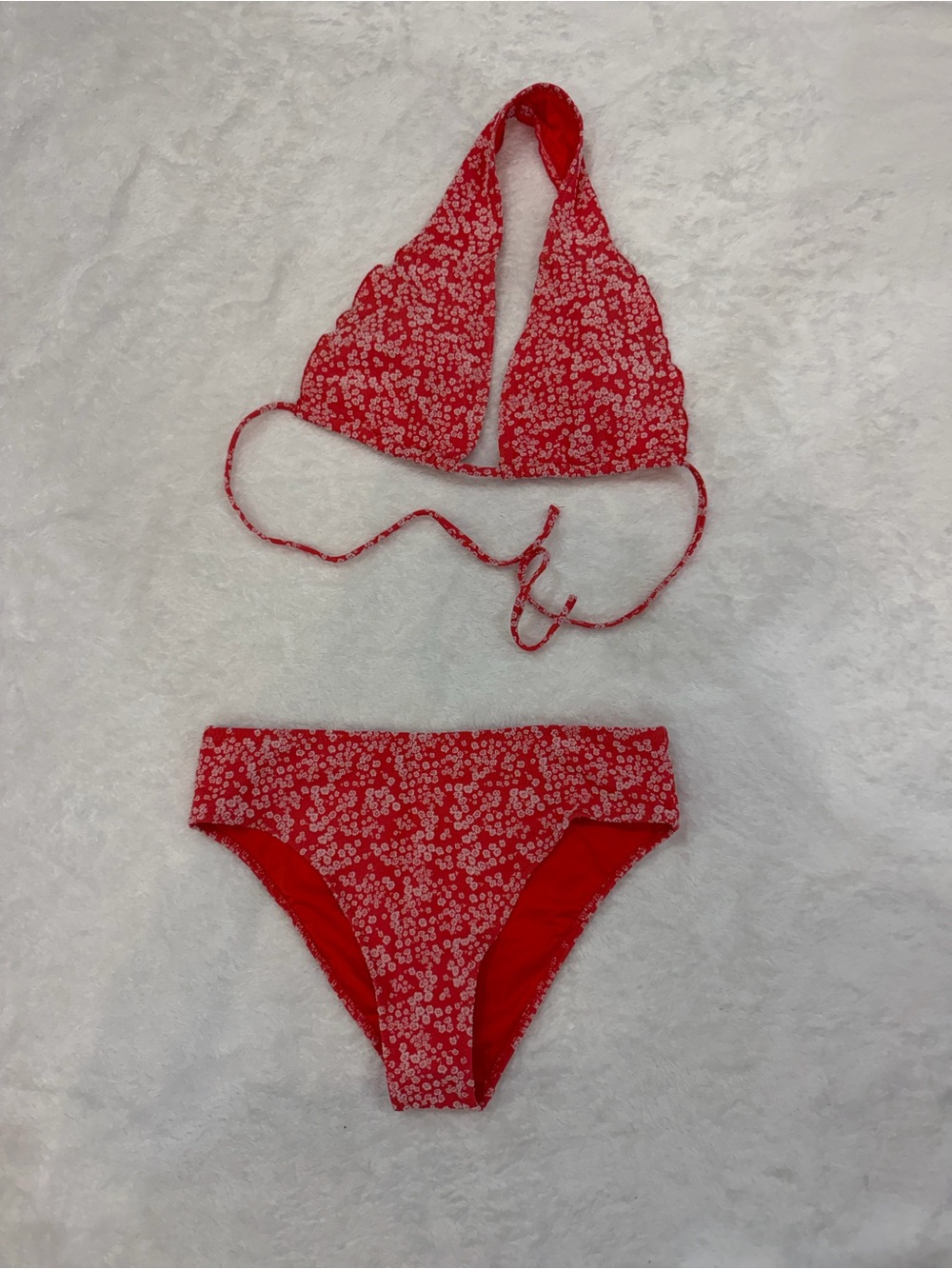 Red Floral Halter Bikini Set